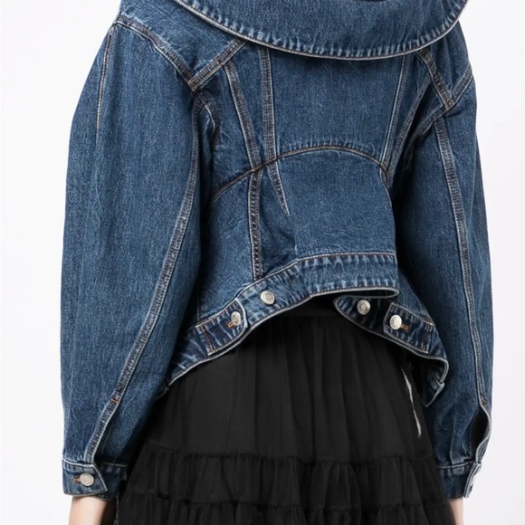 NWT ALEXANDER MCQUEEN LAYERED PEPLUM DENIM TROMPE L'OEIL JEAN JACKET IT 44 US 8 - Picture 2 of 12
